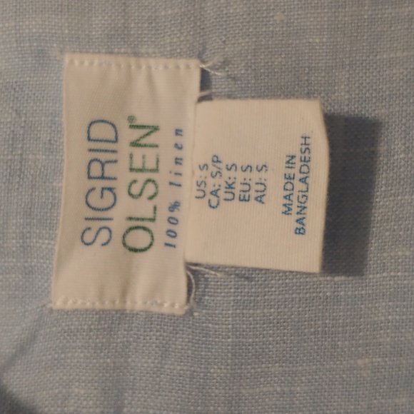 Sigrid Olsen 100% Linen Button Up Top Light Sky Blue Size Small - Picture 2 of 8